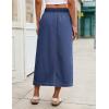 image:imageluvamia Jean Skirts for Women High Waisted Midi Denim Drawstring Elastic Waist Long Skirt with Pockets Front SlitDarkness Blue
