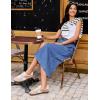 image:imageluvamia Jean Skirts for Women High Waisted Midi Denim Drawstring Elastic Waist Long Skirt with Pockets Front SlitMedium Blue