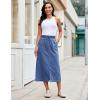 image:imageluvamia Jean Skirts for Women High Waisted Midi Denim Drawstring Elastic Waist Long Skirt with Pockets Front SlitMedium Blue