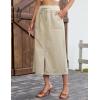 image:imageluvamia Jean Skirts for Women High Waisted Midi Denim Drawstring Elastic Waist Long Skirt with Pockets Front SlitSand