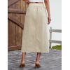 image:imageluvamia Jean Skirts for Women High Waisted Midi Denim Drawstring Elastic Waist Long Skirt with Pockets Front SlitSand
