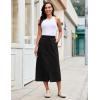 image:imageluvamia Jean Skirts for Women High Waisted Midi Denim Drawstring Elastic Waist Long Skirt with Pockets Front SlitTrue Black