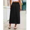image:imageluvamia Jean Skirts for Women High Waisted Midi Denim Drawstring Elastic Waist Long Skirt with Pockets Front SlitTrue Black