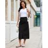 image:imageluvamia Jean Skirts for Women High Waisted Midi Denim Drawstring Elastic Waist Long Skirt with Pockets Front SlitTrue Black