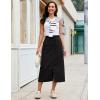 image:imageluvamia Jean Skirts for Women High Waisted Midi Denim Drawstring Elastic Waist Long Skirt with Pockets Front SlitTrue Black