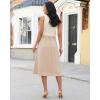 image:imageluvamia Linen Skirts for Women Midi Pleated Elastic High Waisted Casual Button Down A Line Flowy Summer Skirt with PocketsAlmond