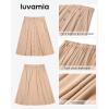 image:imageluvamia Linen Skirts for Women Midi Pleated Elastic High Waisted Casual Button Down A Line Flowy Summer Skirt with PocketsAlmond