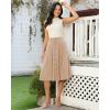 image:imageluvamia Linen Skirts for Women Midi Pleated Elastic High Waisted Casual Button Down A Line Flowy Summer Skirt with PocketsAlmond