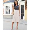 image:imageluvamia Linen Skirts for Women Midi Pleated Elastic High Waisted Casual Button Down A Line Flowy Summer Skirt with PocketsBeige