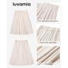 image:imageluvamia Linen Skirts for Women Midi Pleated Elastic High Waisted Casual Button Down A Line Flowy Summer Skirt with PocketsBeige
