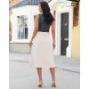 image:imageluvamia Linen Skirts for Women Midi Pleated Elastic High Waisted Casual Button Down A Line Flowy Summer Skirt with PocketsBeige