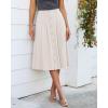 image:imageluvamia Linen Skirts for Women Midi Pleated Elastic High Waisted Casual Button Down A Line Flowy Summer Skirt with PocketsBeige