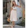 image:imageluvamia Linen Skirts for Women Midi Pleated Elastic High Waisted Casual Button Down A Line Flowy Summer Skirt with PocketsBeige