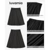 image:imageluvamia Linen Skirts for Women Midi Pleated Elastic High Waisted Casual Button Down A Line Flowy Summer Skirt with PocketsBlack