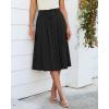 image:imageluvamia Linen Skirts for Women Midi Pleated Elastic High Waisted Casual Button Down A Line Flowy Summer Skirt with PocketsBlack