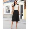 image:imageluvamia Linen Skirts for Women Midi Pleated Elastic High Waisted Casual Button Down A Line Flowy Summer Skirt with PocketsBlack