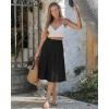 image:imageluvamia Linen Skirts for Women Midi Pleated Elastic High Waisted Casual Button Down A Line Flowy Summer Skirt with PocketsBlack