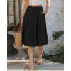 image:imageluvamia Linen Skirts for Women Midi Pleated Elastic High Waisted Casual Button Down A Line Flowy Summer Skirt with PocketsBlack