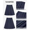 image:imageluvamia Linen Skirts for Women Midi Pleated Elastic High Waisted Casual Button Down A Line Flowy Summer Skirt with PocketsDark Blue