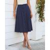image:imageluvamia Linen Skirts for Women Midi Pleated Elastic High Waisted Casual Button Down A Line Flowy Summer Skirt with PocketsDark Blue
