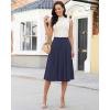 image:imageluvamia Linen Skirts for Women Midi Pleated Elastic High Waisted Casual Button Down A Line Flowy Summer Skirt with PocketsDark Blue
