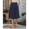 image:imageluvamia Linen Skirts for Women Midi Pleated Elastic High Waisted Casual Button Down A Line Flowy Summer Skirt with PocketsDark Blue