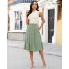 image:imageluvamia Linen Skirts for Women Midi Pleated Elastic High Waisted Casual Button Down A Line Flowy Summer Skirt with PocketsSage Green