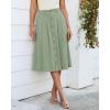 image:imageluvamia Linen Skirts for Women Midi Pleated Elastic High Waisted Casual Button Down A Line Flowy Summer Skirt with PocketsSage Green