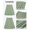 image:imageluvamia Linen Skirts for Women Midi Pleated Elastic High Waisted Casual Button Down A Line Flowy Summer Skirt with PocketsSage Green