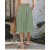 image:imageluvamia Linen Skirts for Women Midi Pleated Elastic High Waisted Casual Button Down A Line Flowy Summer Skirt with PocketsSage Green