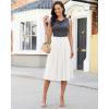 image:imageluvamia Linen Skirts for Women Midi Pleated Elastic High Waisted Casual Button Down A Line Flowy Summer Skirt with PocketsWhite