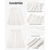 image:imageluvamia Linen Skirts for Women Midi Pleated Elastic High Waisted Casual Button Down A Line Flowy Summer Skirt with PocketsWhite