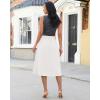 image:imageluvamia Linen Skirts for Women Midi Pleated Elastic High Waisted Casual Button Down A Line Flowy Summer Skirt with PocketsWhite