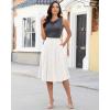 image:imageluvamia Linen Skirts for Women Midi Pleated Elastic High Waisted Casual Button Down A Line Flowy Summer Skirt with PocketsWhite