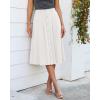 image:imageluvamia Linen Skirts for Women Midi Pleated Elastic High Waisted Casual Button Down A Line Flowy Summer Skirt with PocketsWhite