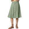 image:imageluvamia Linen Skirts for Women Midi Pleated Elastic High Waisted Casual Button Down A Line Flowy Summer Skirt with PocketsSage Green