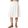 image:imageluvamia Linen Skirts for Women Midi Pleated Elastic High Waisted Casual Button Down A Line Flowy Summer Skirt with PocketsWhite