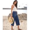 image:imageluvamia Womens Wide Leg High Waisted Cropped Capri JeansClassic Blue