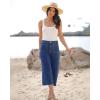 image:imageluvamia Womens Wide Leg High Waisted Cropped Capri JeansClassic Blue