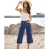 image:imageluvamia Womens Wide Leg High Waisted Cropped Capri JeansClassic Blue