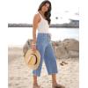 image:imageluvamia Womens Wide Leg High Waisted Cropped Capri JeansCool Blue