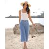 image:imageluvamia Womens Wide Leg High Waisted Cropped Capri JeansCool Blue