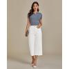 image:imageluvamia Womens Wide Leg High Waisted Cropped Capri JeansCream White