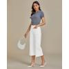 image:imageluvamia Womens Wide Leg High Waisted Cropped Capri JeansCream White