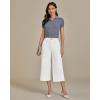 image:imageluvamia Womens Wide Leg High Waisted Cropped Capri JeansCream White