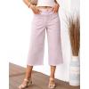 image:imageluvamia Womens Wide Leg High Waisted Cropped Capri JeansHushed Violet