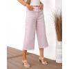 image:imageluvamia Womens Wide Leg High Waisted Cropped Capri JeansHushed Violet