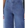 image:imageluvamia Womens Wide Leg High Waisted Cropped Capri JeansMedium Blue
