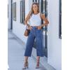 image:imageluvamia Womens Wide Leg High Waisted Cropped Capri JeansMedium Blue