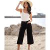 image:imageluvamia Womens Wide Leg High Waisted Cropped Capri JeansWashed Black